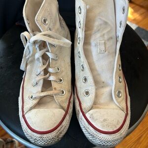 Women’s Converse White High-Top Sneakers with Red Trim size 7